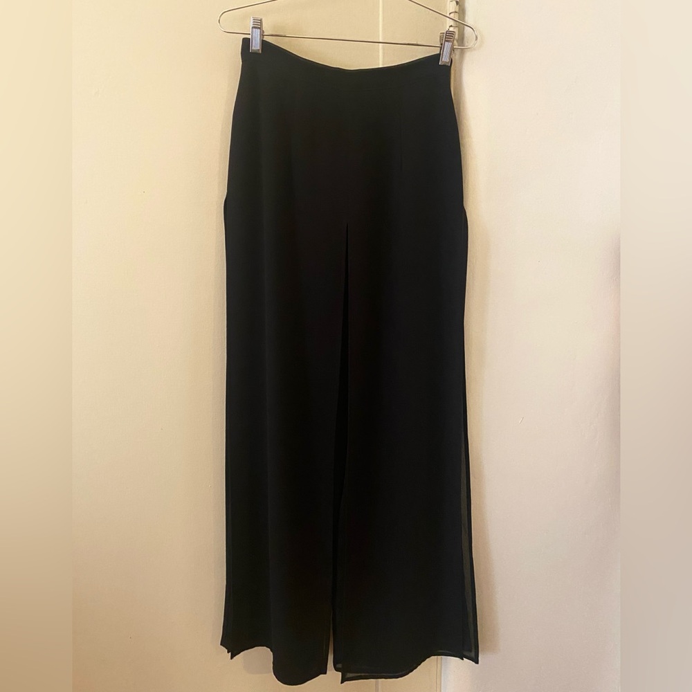 Ashlee Black Wide Leg Organza Overlay Women's Pants